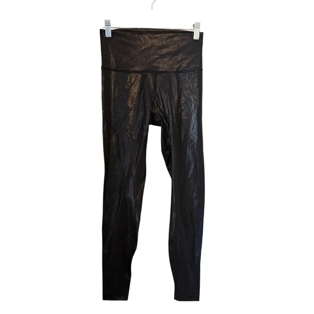 Lululemon Align High-Rise Pant Shine Foil Print Black Feather Metallic Size 6